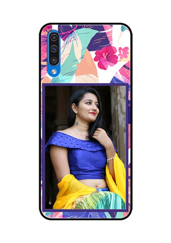 Samsung Galaxy A50 Custom Glass Mobile Case  - Abstract Floral Design