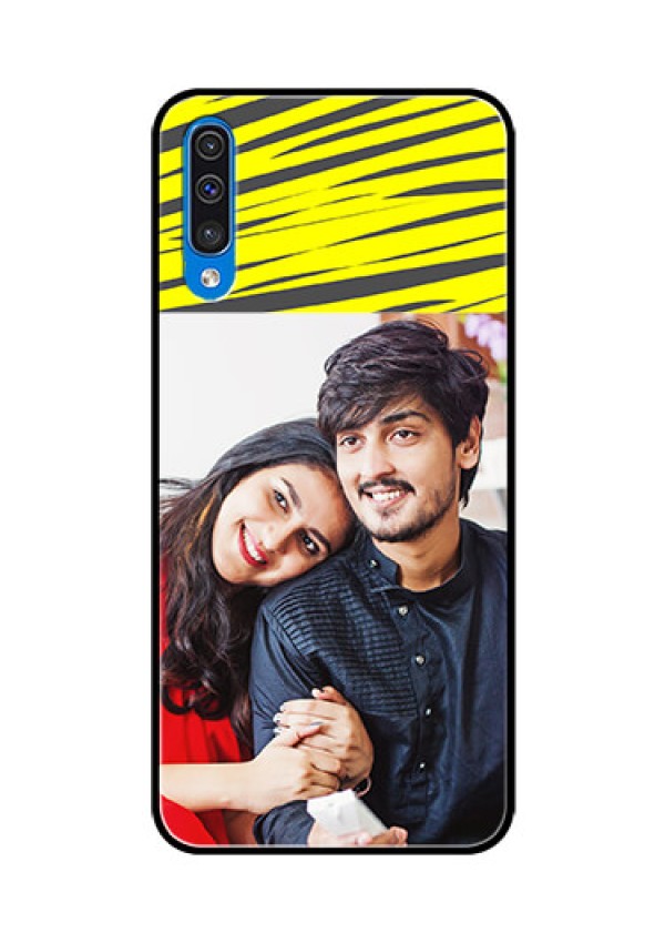 Samsung Galaxy A50 Photo Printing on Glass Case  - Yellow Abstract Design
