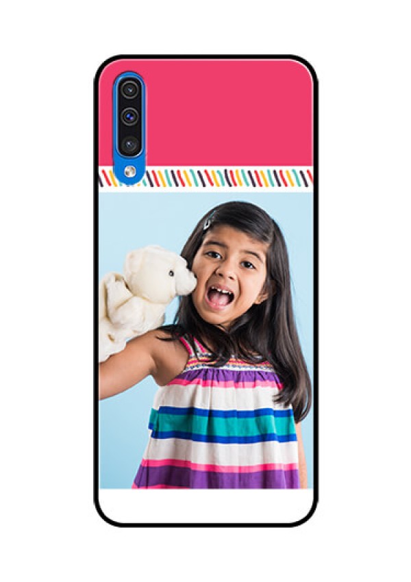 Samsung Galaxy A50 Personalized Glass Phone Case  - Line art design