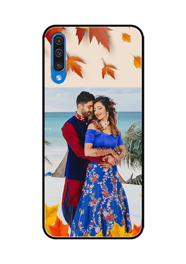 Samsung Galaxy A50 Photo Printing on Glass Case  - Autumn Maple Leaves Design