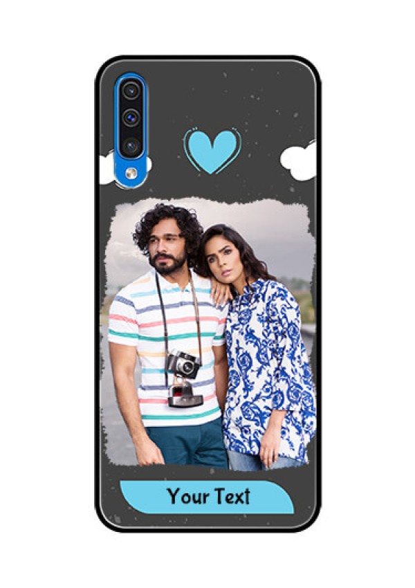 Samsung Galaxy A50 Custom Glass Phone Case  - Splashes with love doodles Design