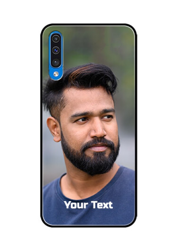 Galaxy A50 Glass Mobile Cover: Photo with Text