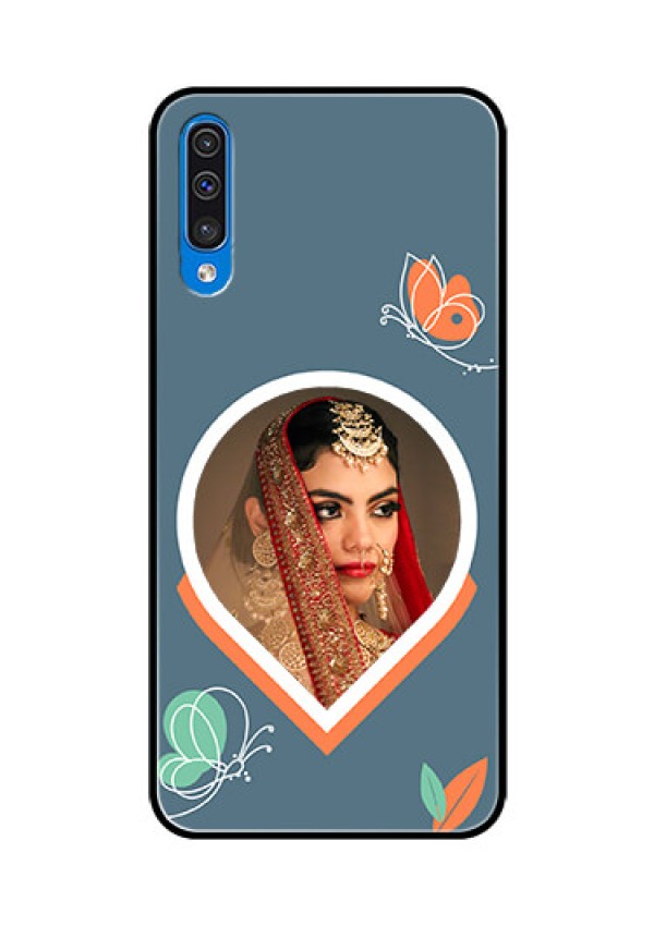 Galaxy A50 Custom Glass Mobile Case - Droplet Butterflies Design