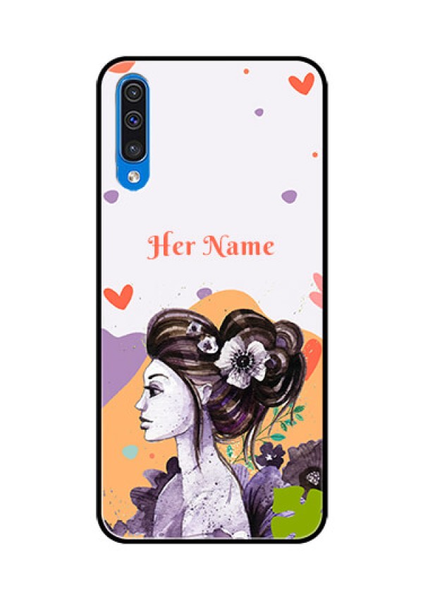 Galaxy A50 Personalized Glass Phone Case - Woman And Nature Design