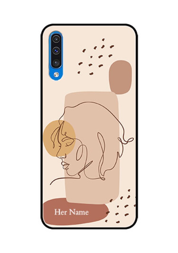 Galaxy A50 Photo Printing on Glass Case - Calm Woman line art Design