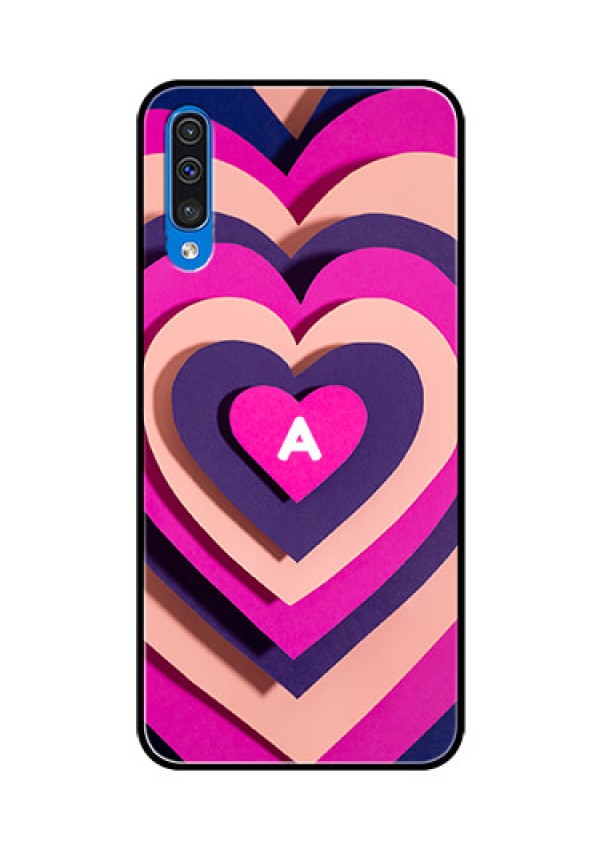Galaxy A50 Custom Glass Mobile Case - Cute Heart Pattern Design