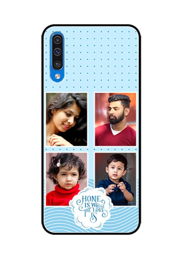 Galaxy A50 Custom Glass Phone Case - Cute love quote with 4 pic upload Design