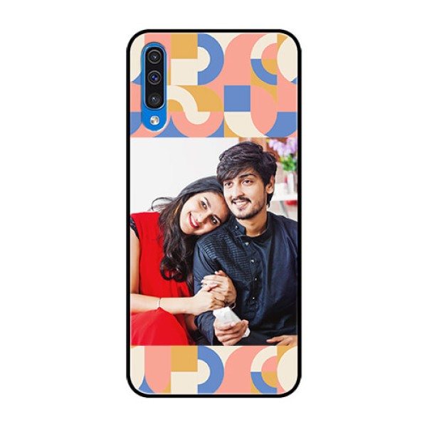 Galaxy A50 Photo Printing on Glass Case - Semi-circle Maze Pattern Design