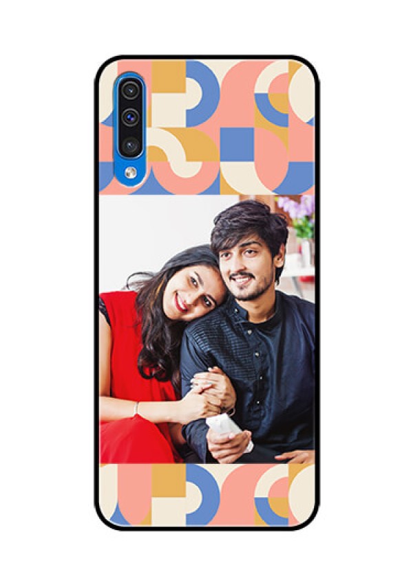 Galaxy A50 Photo Printing on Glass Case - Semi-circle Maze Pattern Design