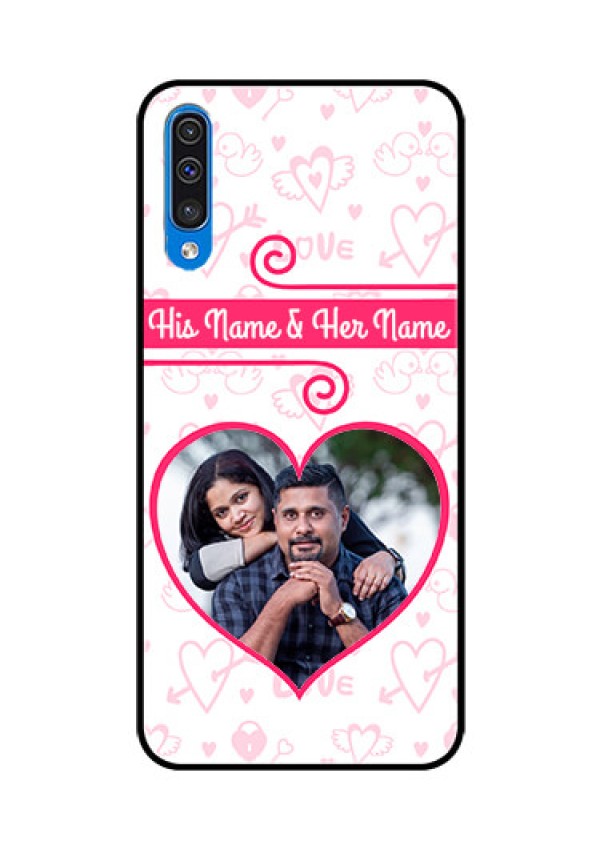 Samsung Galaxy A50s Personalized Glass Phone Case  - Heart Shape Love Design