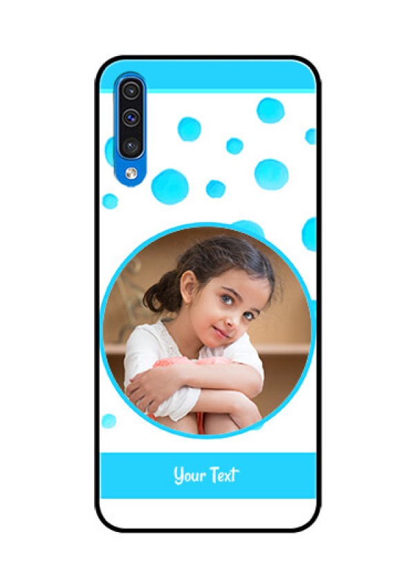 Samsung Galaxy A50s Photo Printing on Glass Case  - Blue Bubbles Pattern Design