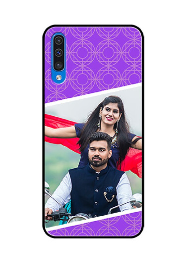 Samsung Galaxy A50s Custom Glass Phone Case  - Violet Pattern Design