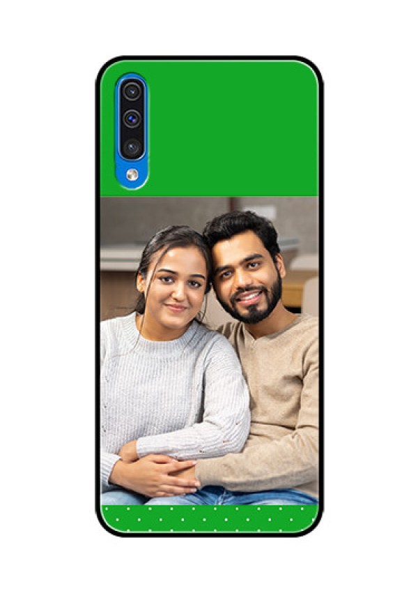 Samsung Galaxy A50s Personalized Glass Phone Case  - Green Pattern Design
