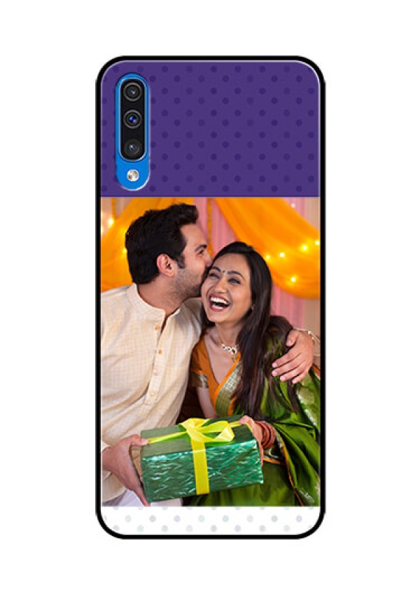 Samsung Galaxy A50s Personalized Glass Phone Case  - Violet Pattern Design