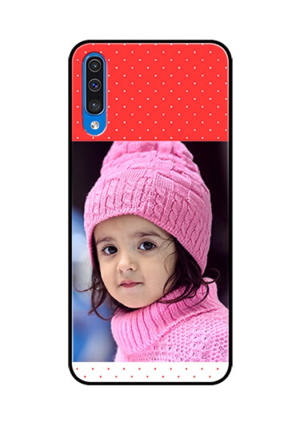 Samsung Galaxy A50s Photo Printing on Glass Case  - Red Pattern Design