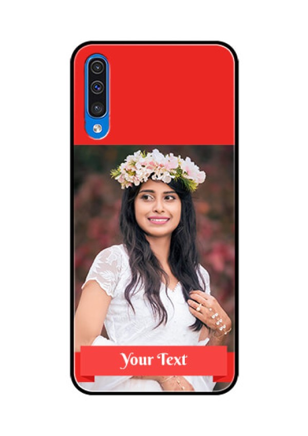 Samsung Galaxy A50s Custom Glass Phone Case  - Simple Red Color Design