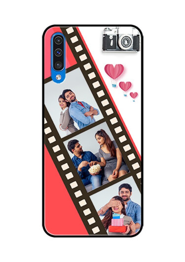 Samsung Galaxy A50s Personalized Glass Phone Case  - 3 Image Holder with Film Reel