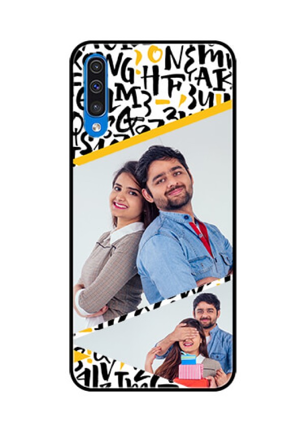 Samsung Galaxy A50s Custom Glass Mobile Case  - Letters Pattern Design