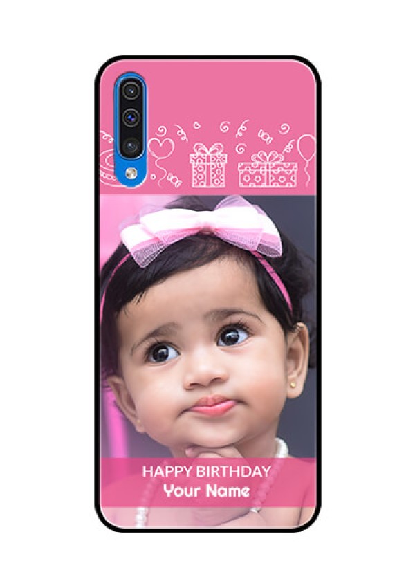 Samsung Galaxy A50s Photo Printing on Glass Case  - with Birthday Line Art Design
