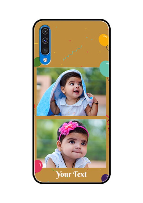 Samsung Galaxy A50s Personalized Glass Phone Case  - Image Holder with Birthday Celebrations Design