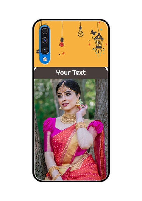 Samsung Galaxy A50s Custom Glass Mobile Case  - with Family Picture and Icons 