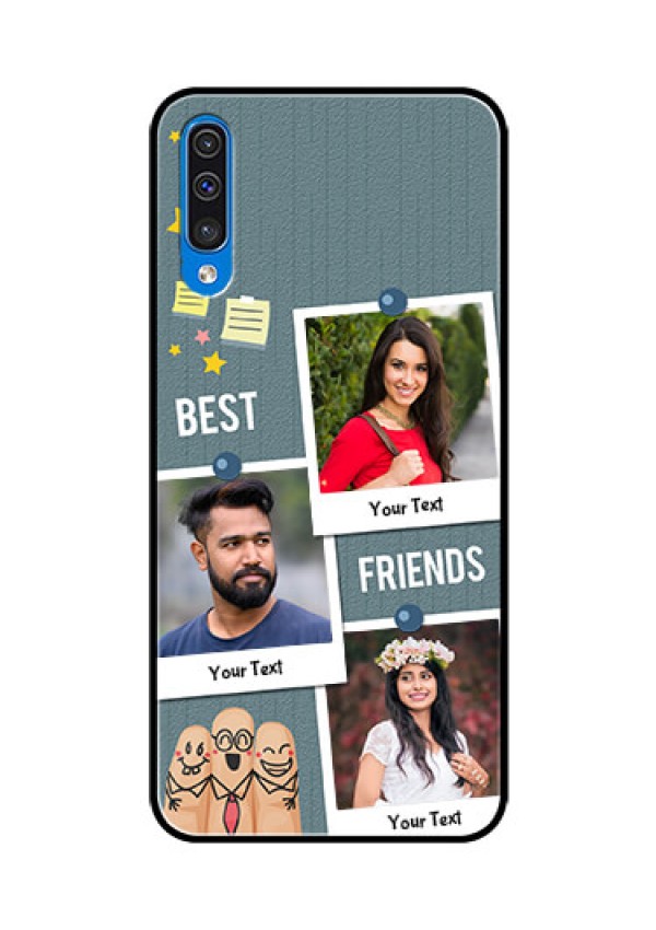 Samsung Galaxy A50s Personalized Glass Phone Case  - Sticky Frames and Friendship Design