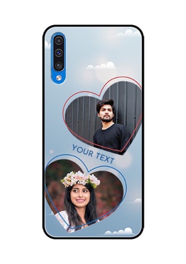 Samsung Galaxy A50s Custom Glass Mobile Case  - Blue Color Couple Design 