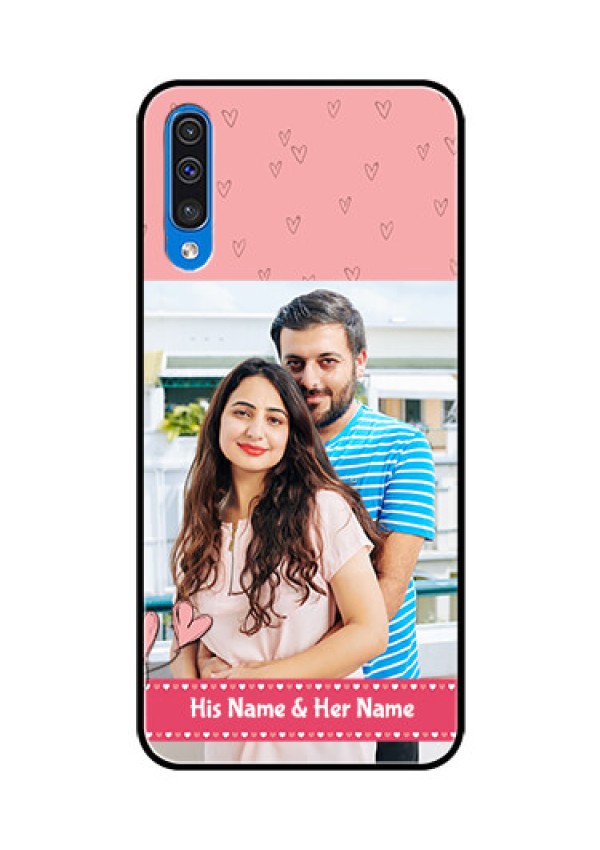 Samsung Galaxy A50s Personalized Glass Phone Case  - Love Design Peach Color