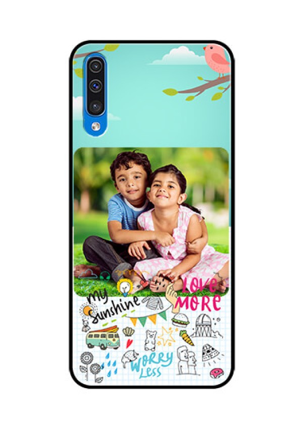 Samsung Galaxy A50s Photo Printing on Glass Case  - Doodle love Design