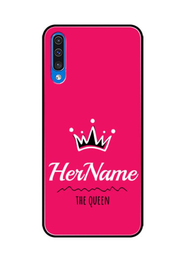 Galaxy A50S Glass Phone Case Queen with Name