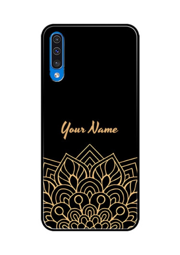 Galaxy A50s Custom Glass Phone Case - Golden mandala Design