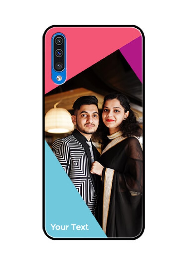 Galaxy A50s Custom Glass Mobile Case - Stacked Triple colour Design