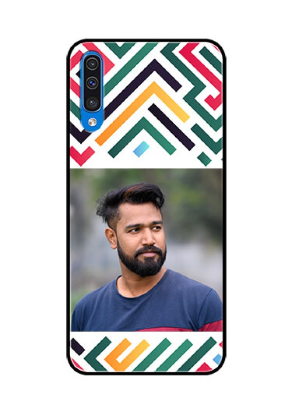 Galaxy A50s Personalized Glass Phone Case - Colorful Maze Pattern Design