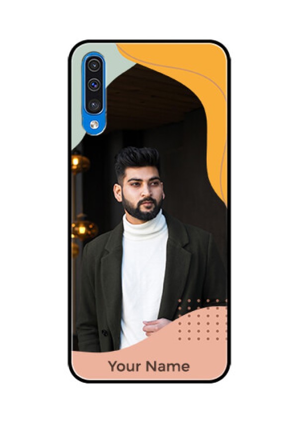 Galaxy A50s Personalized Glass Phone Case - Tri-coloured overlay design