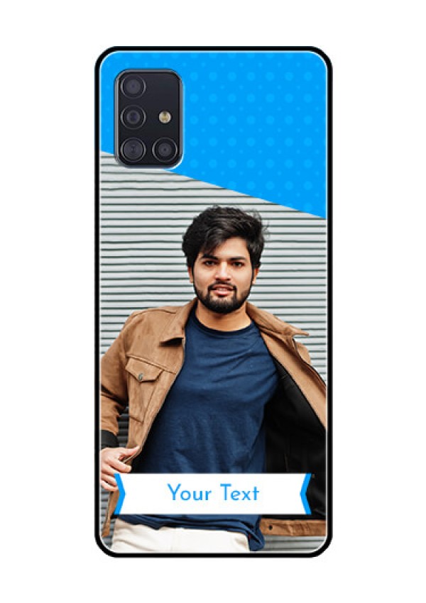 Galaxy A51 Photo Printing on Glass Case  - Simple Blue Color Design
