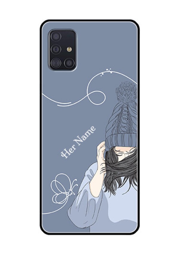Galaxy A51 Custom Glass Mobile Case - Girl in winter outfit Design