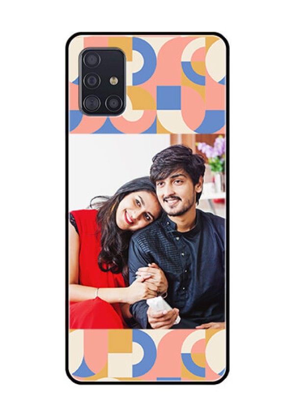 Galaxy A51 Photo Printing on Glass Case - Semi-circle Maze Pattern Design