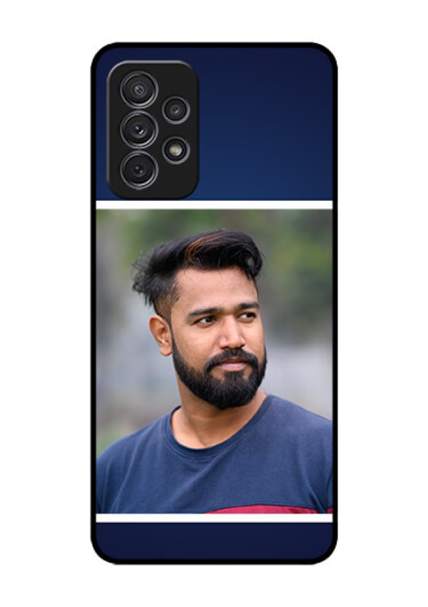 Galaxy A52 Personalized Glass Phone Case - Simple Royal Blue Design