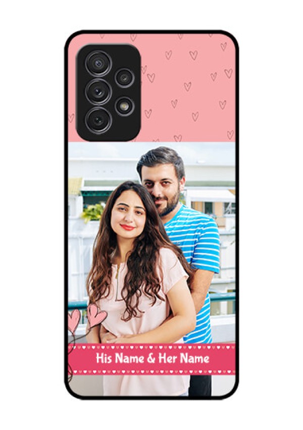 Galaxy A52 Personalized Glass Phone Case - Love Design Peach Color