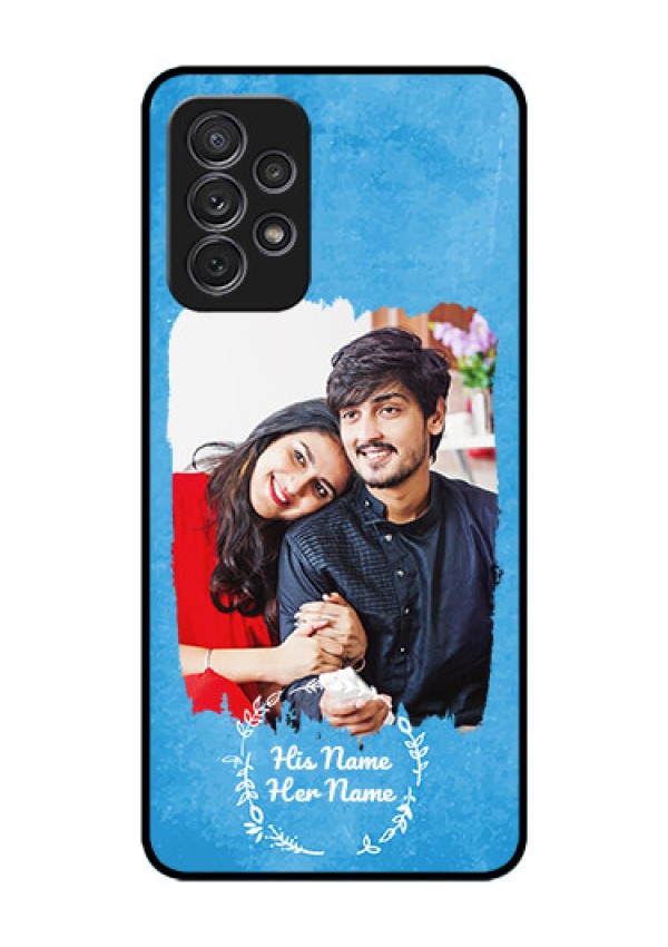 Galaxy A52 Custom Glass Phone Case - Blue Color Vintage Design