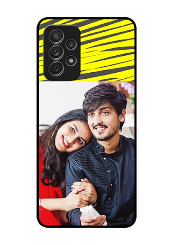 Galaxy A52 Photo Printing on Glass Case - Yellow Abstract Design