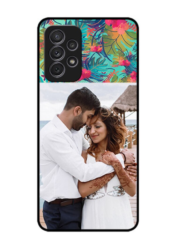 Galaxy A52 Photo Printing on Glass Case - Watercolor Floral Design