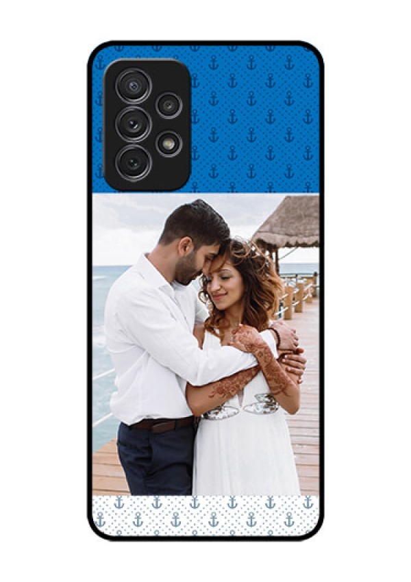 Galaxy A52s 5G Photo Printing on Glass Case - Blue Anchors Design