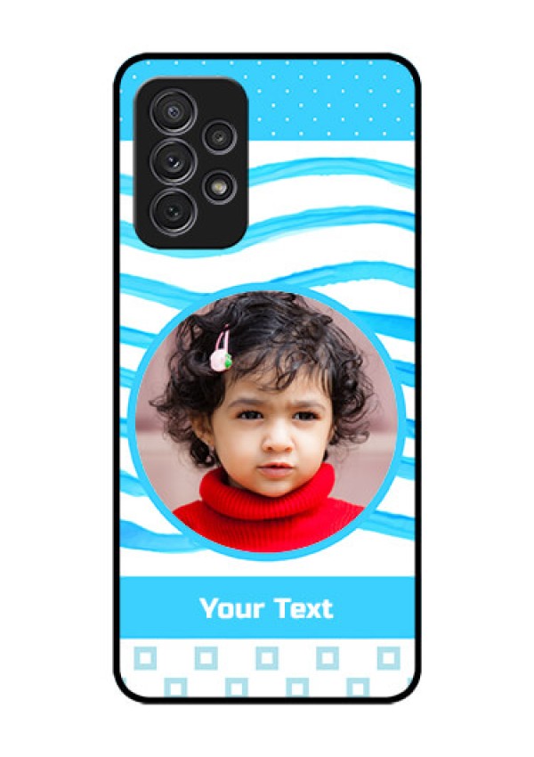 Galaxy A52s 5G Custom Glass Phone Case - Simple Blue Case Design