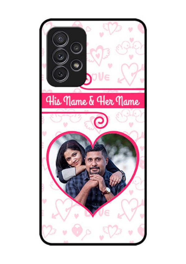 Galaxy A52s 5G Personalized Glass Phone Case - Heart Shape Love Design