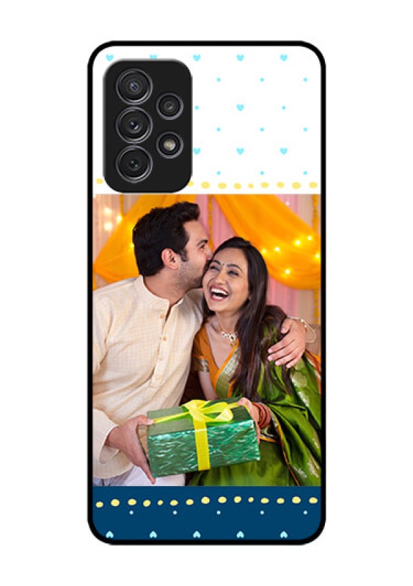 Galaxy A52s 5G Personalized Glass Phone Case - White and Blue Abstract Design