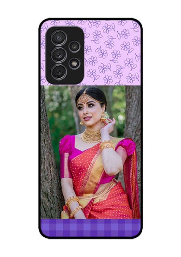 Galaxy A52s 5G Custom Glass Phone Case - Purple Floral Design