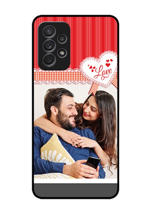 Galaxy A52s 5G Custom Glass Mobile Case - Red Love Pattern Design