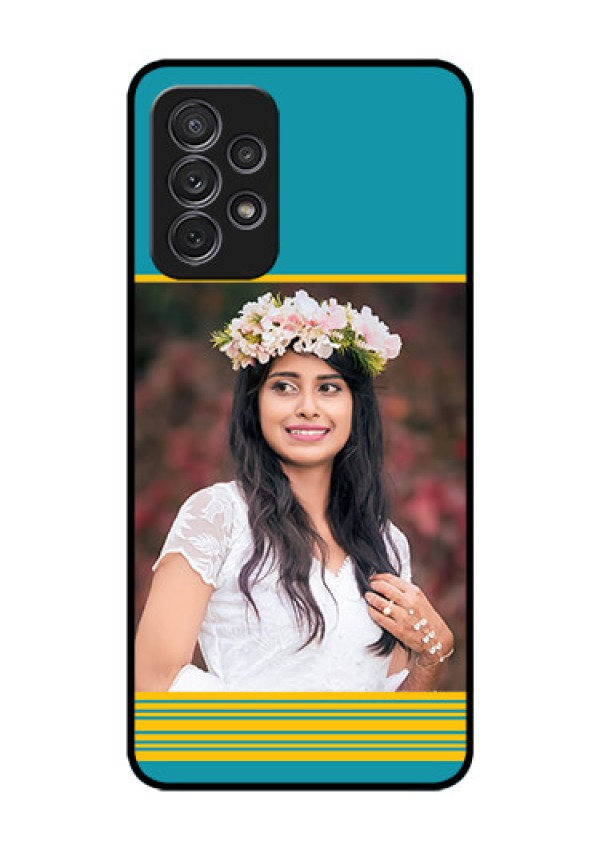 Galaxy A52s 5G Custom Glass Phone Case - Yellow & Blue Design 