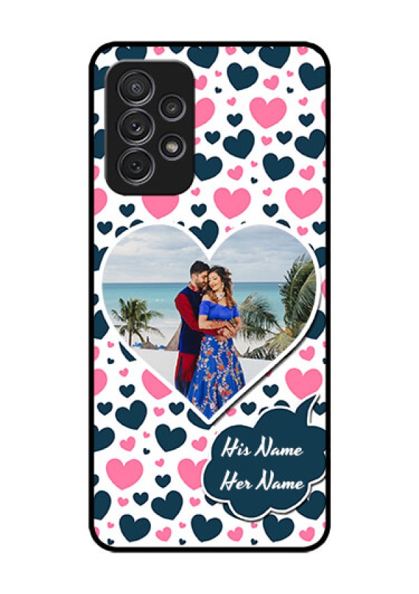 Galaxy A52s 5G Custom Glass Phone Case - Pink & Blue Heart Design
